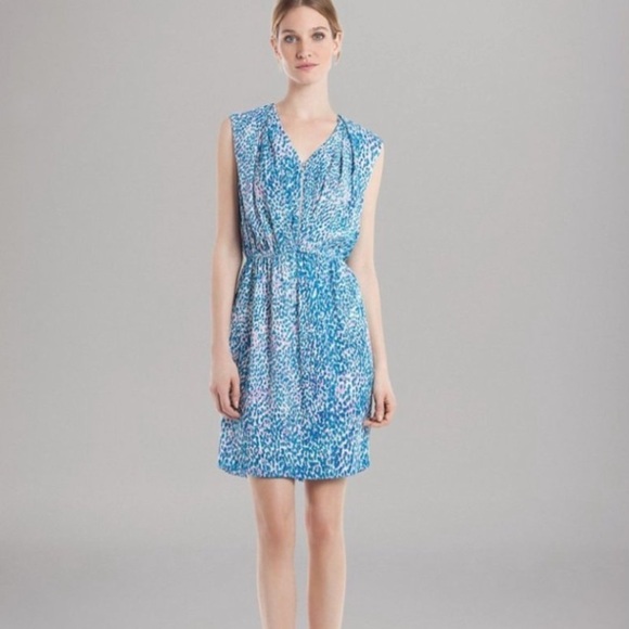 Sandro Dress Rebelle Silk Leopard Print Blue Pink - Picture 4 of 15